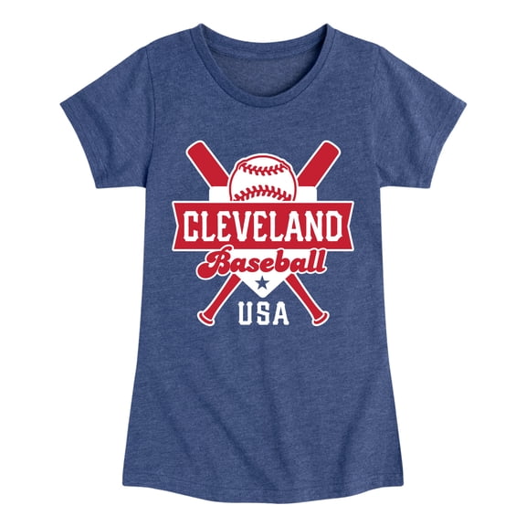 Instant Message - Baseball Cleveland - Youth Girls Fitted Short Sleeve T-Shirt