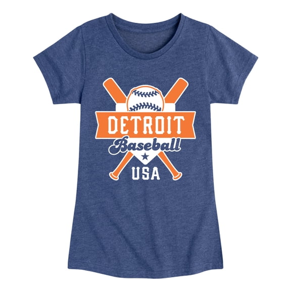 Instant Message - Baseball Detroit - Youth Girls Fitted Short Sleeve T-Shirt