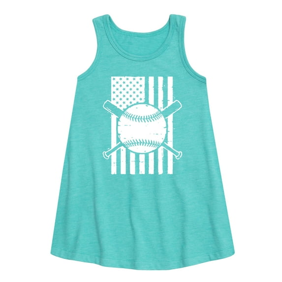Instant Message - Baseball Flag Graphic Sleeveless Aline Dress