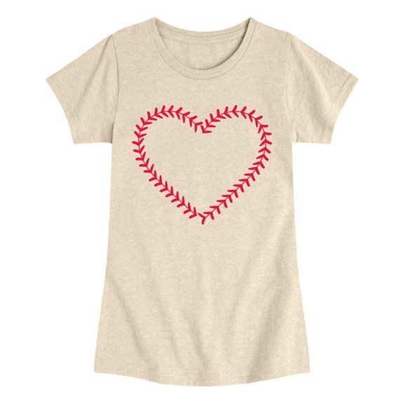 Instant Message - Baseball Heart Stitch - Youth Girls Fitted Short Sleeve T-Shirt