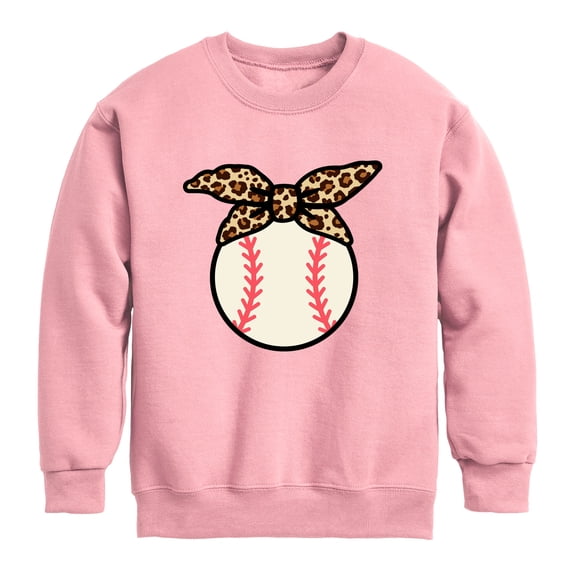 Instant Message - Baseball Leopard Bandana Graphic Long Sleeve Fleece Sweatshirt