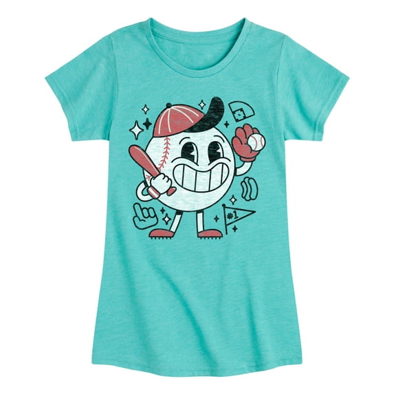 Instant Message - Baseball Mascot - Girls Fitted Short Sleeve Tee