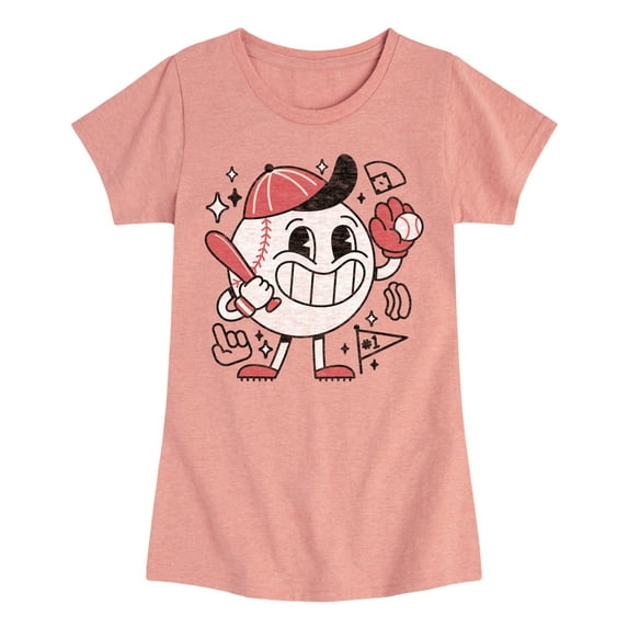 Instant Message - Baseball Mascot - Girls Fitted Short Sleeve Tee