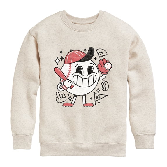 Instant Message - Baseball Mascot - Youth Boys Crew Fleece Sweatshirt