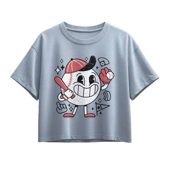 Instant Message - Baseball Mascot - Youth Girls Boxy T-Shirt