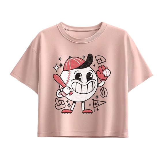 Instant Message - Baseball Mascot - Youth Girls Boxy T-Shirt