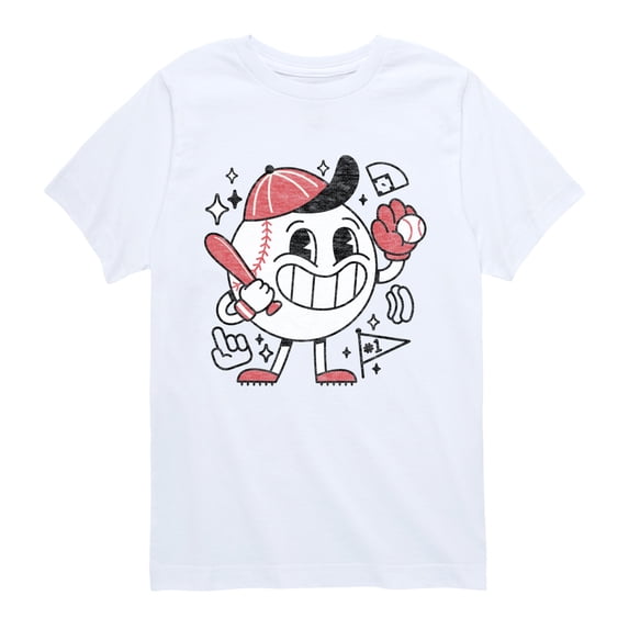 Instant Message - Baseball Mascot - Youth Boys Short Sleeve Graphic T-Shirt