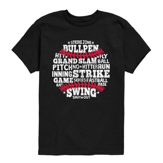 Instant Message - Baseball Phrases - Youth Boys Short Sleeve Graphic T-Shirt