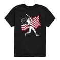 thumbnail image 1 of Instant Message - Baseball Player American Flag - Toddler & Youth Short Sleeve  T-Shirt, 1 of 6