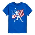 thumbnail image 1 of Instant Message - Baseball Player American Flag - Toddler & Youth Short Sleeve  T-Shirt, 1 of 6