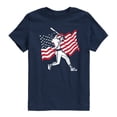 thumbnail image 1 of Instant Message - Baseball Player American Flag - Toddler & Youth Short Sleeve  T-Shirt, 1 of 6