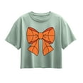 thumbnail image 1 of Instant Message - Basketball Bow  - Youth Girl Short Sleeve Boxy Tee, 1 of 5