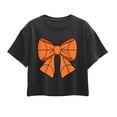 thumbnail image 1 of Instant Message - Basketball Bow  - Youth Girl Short Sleeve Boxy Tee, 1 of 5