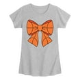 thumbnail image 1 of Instant Message - Basketball Bow - Youth Girls Short Sleeve T-Shirt, 1 of 4