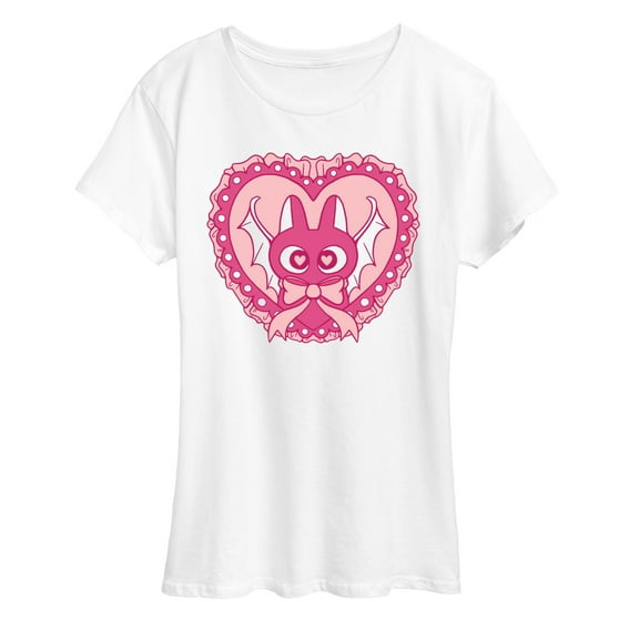 Instant Message - Bat Cat Coquette Halloween - Coquette Halloween - Womens Short Sleeve Graphic T-Shirt