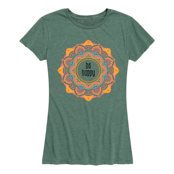 Instant Message - Be Happy Mandala - Women's Short Sleeve Graphic T-Shirt
