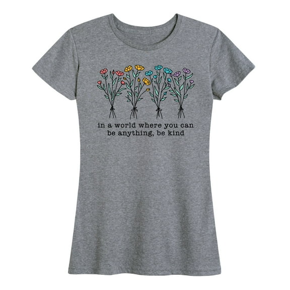 Instant Message - Be Kind Rainbow Flowers - Women's Short Sleeve Graphic T-Shirt