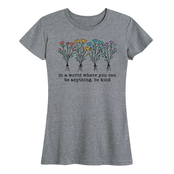 Instant Message - Be Kind Rainbow Flowers - Women's Short Sleeve Graphic T-Shirt