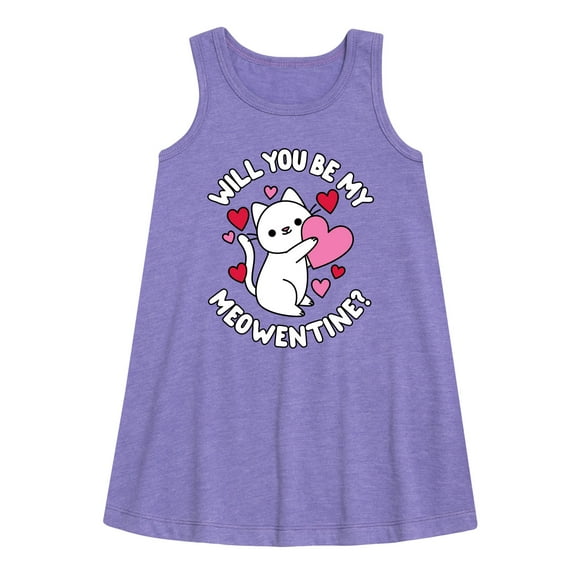 Instant Message - Valentine's Day Be My Meowentine - Toddler & Youth Girls A-line Dress