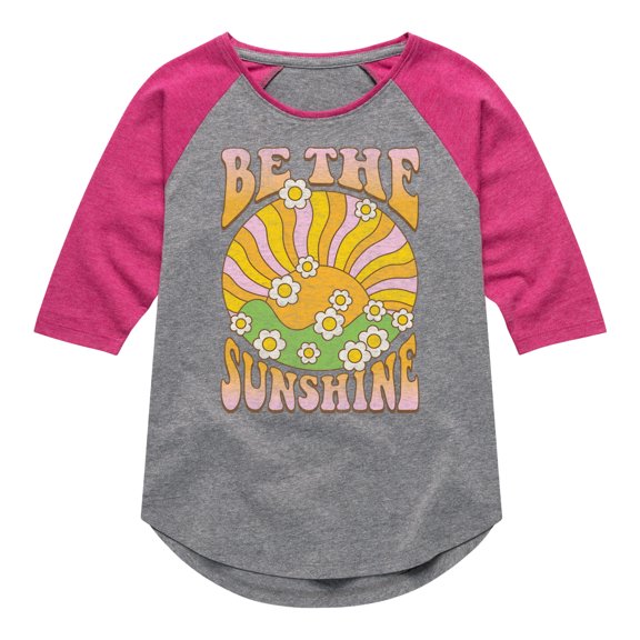 Instant Message - Be The Sunshine   - Toddler & Youth Girls Raglan Graphic T-Shirt