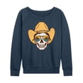 thumbnail image 1 of Instant Message - Beach Cowgirl Skull - Women's French Terry Long Sleeve Pullover, 1 of 6