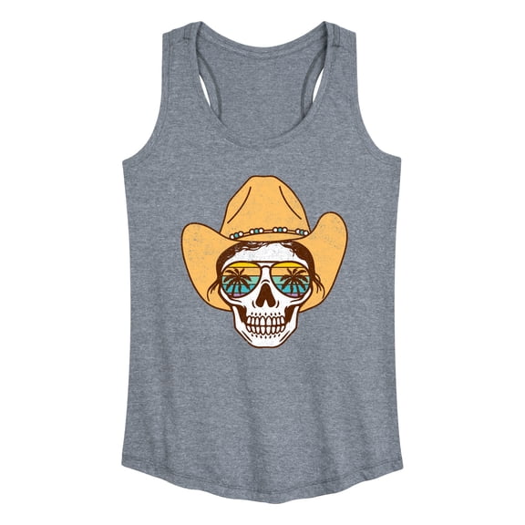 Instant Message - Beach Cowgirl Skull - Women's Racerback Graphic Tank