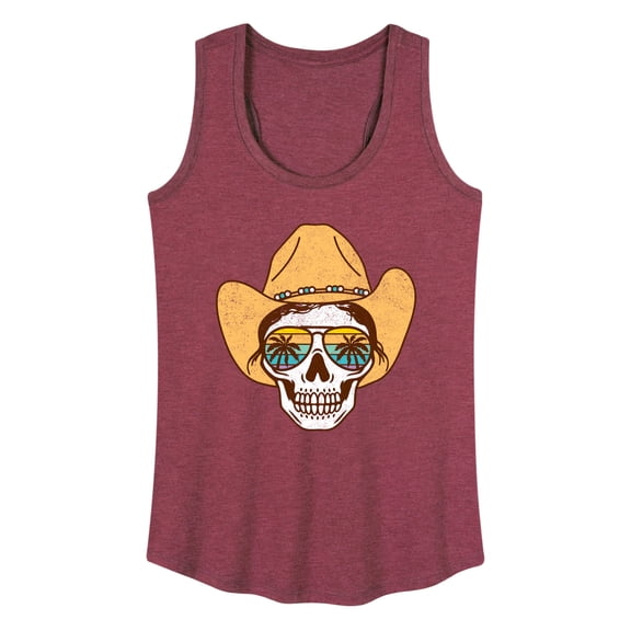 Instant Message - Beach Cowgirl Skull - Women's Racerback Graphic Tank