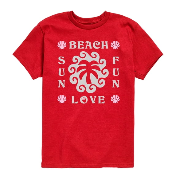 Instant Message - Beach Love Sun Fun - Youth Boys Short Sleeve Graphic T-Shirt