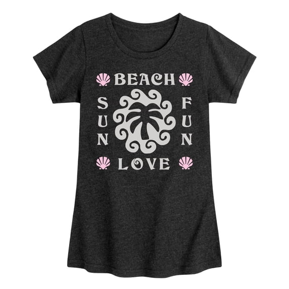 Instant Message - Beach Love Sun Fun - Youth Girls Fitted Short Sleeve T-Shirt