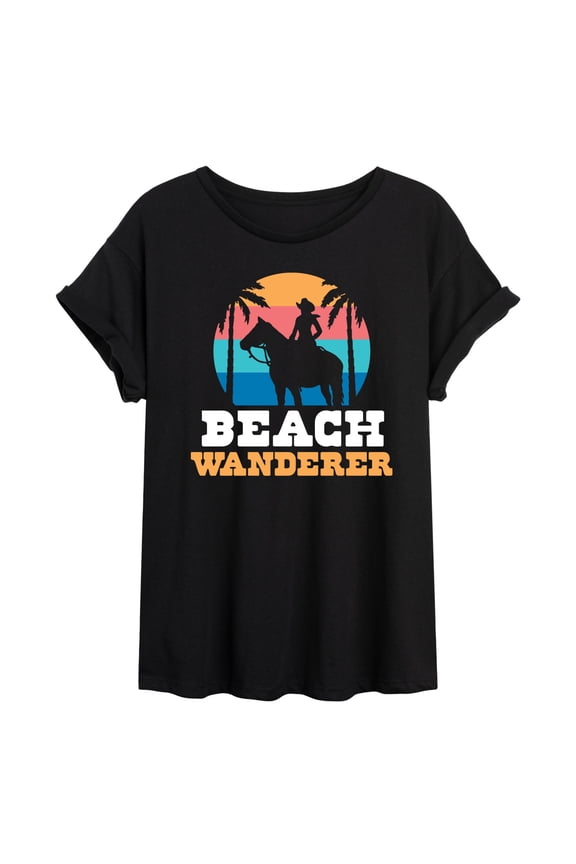- Beach Wanderer Cowgirl - Women's Oversized Graphic T-Shirt