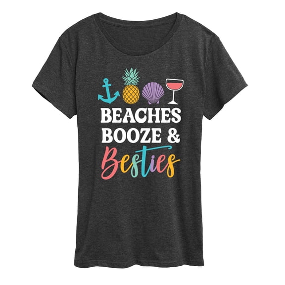 Instant Message - Beaches Booze And Besties Short Sleeve Graphic T-Shirt