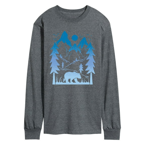 Instant Message - Bear And Mountains - Men's Long Sleeve Graphic T-Shirt