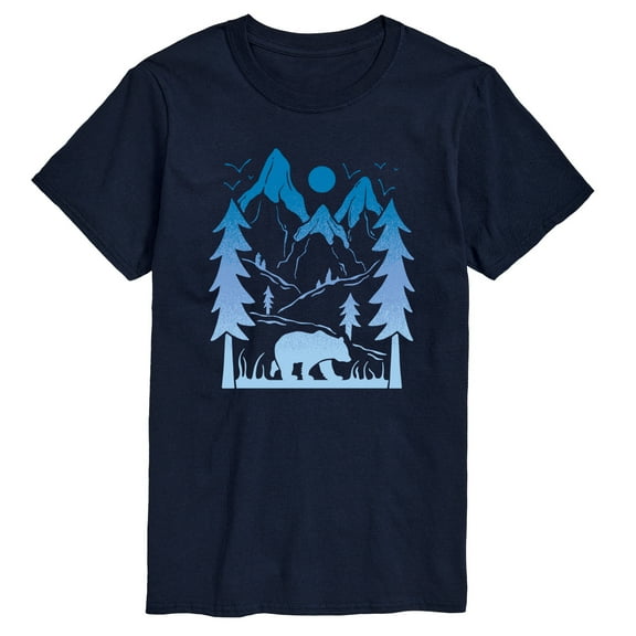 Instant Message - Bear And Mountains - Men's Short Sleeve Graphic T-Shirt