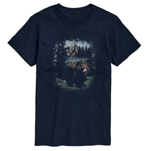 Instant Message - Bear Nature Scene - Men's Short Sleeve Graphic T-Shirt