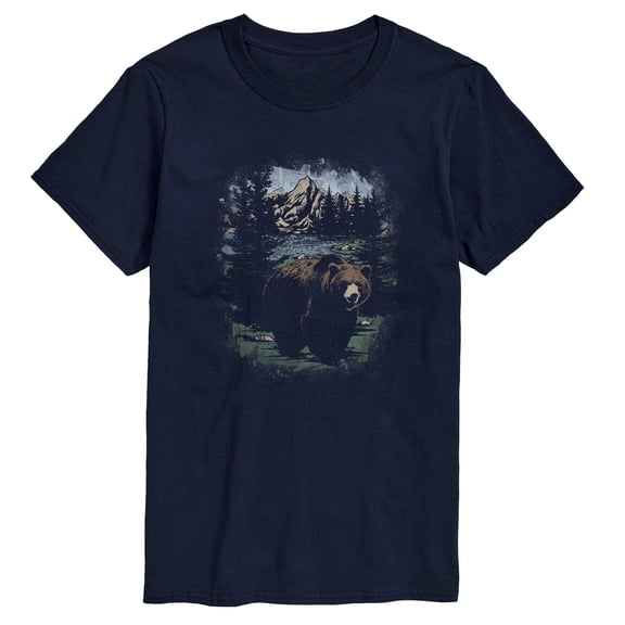 Instant Message - Bear Nature Scene - Men's Short Sleeve Graphic T-Shirt