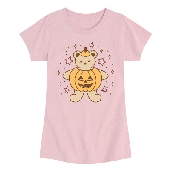 Instant Message - Bear Pumpkin Fitted Short Sleeve Graphic T-Shirt