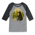 thumbnail image 1 of Instant Message - Bear Roasting Marshmallows - Toddler & Youth Raglan Graphic T-Shirt, 1 of 6