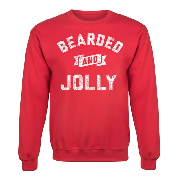 Instant Message - Bearded And Jolly - Christmas Santa Gift Adult Crew Fleece