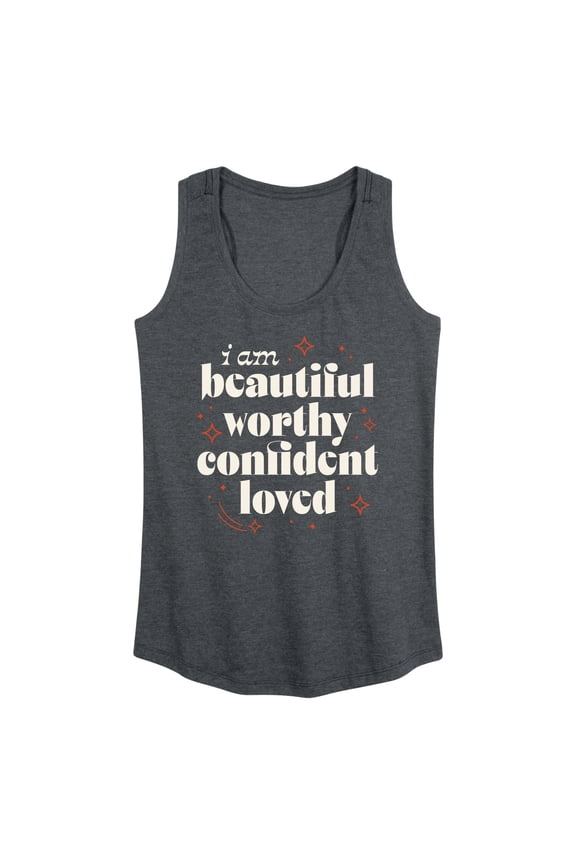 - Beautiful Worthy Confident Loved Graphic Racerback Tank