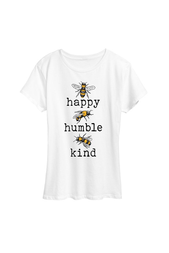 - Bee Happy Bee Humble Bee Kind - Women's Short Sleeve Graphic T-shirt