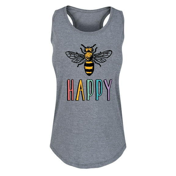 Instant Message - Bee Happy Rainbow - Women's Racerback Tank