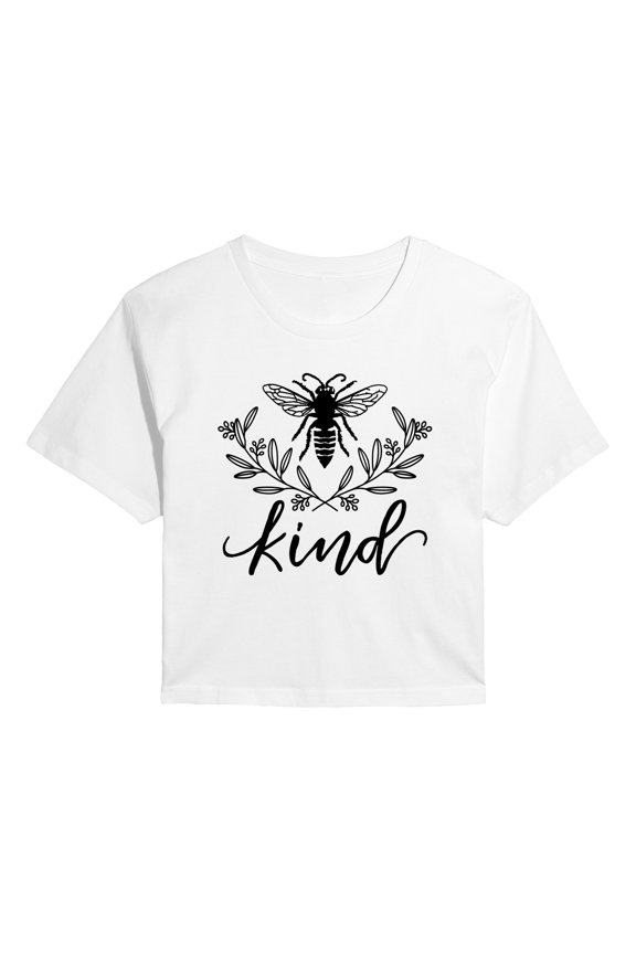- Bee Kind Floral - Juniors Cropped Graphic T-Shirt