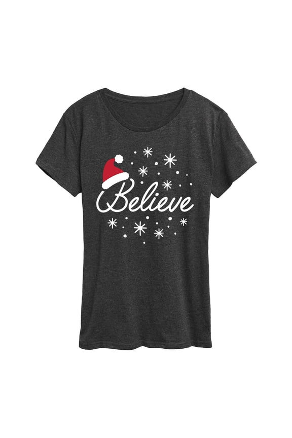 - Believe Santa Hat - Women's Short Sleeve Graphic T-Shirt