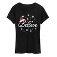 thumbnail image 1 of Instant Message - Believe Santa Hat - Women's Short Sleeve Graphic T-Shirt, 1 of 5