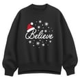 thumbnail image 1 of Instant Message - Believe With Santa Hat - Ladies Oversized Fleece Crew Sweatshirt, 1 of 4