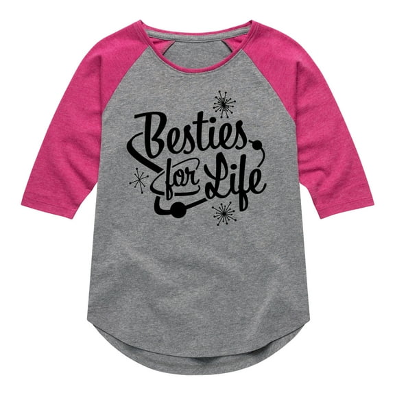 Instant Message - Besties For Life - Toddler & Youth Girls Raglan Graphic T-Shirt