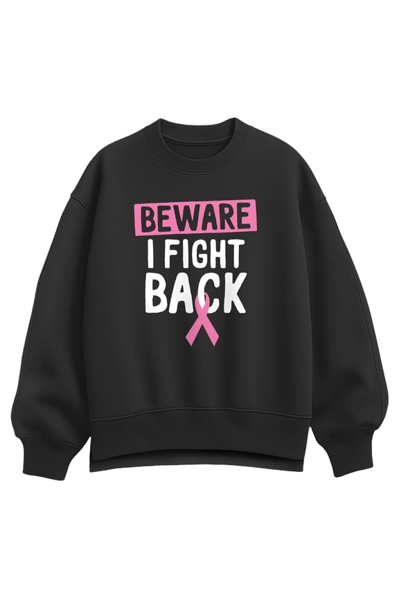 - Beware I Fight Back - Women's Oversized Fleece Crew Sweatshirt