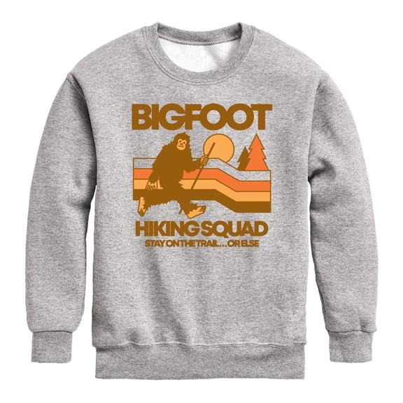 Instant Message - Bigfoot Hiking Squad - Youth Boys Crew Fleece Sweatshirt
