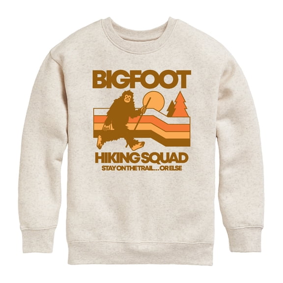 Instant Message - Bigfoot Hiking Squad - Youth Boys Crew Fleece Sweatshirt
