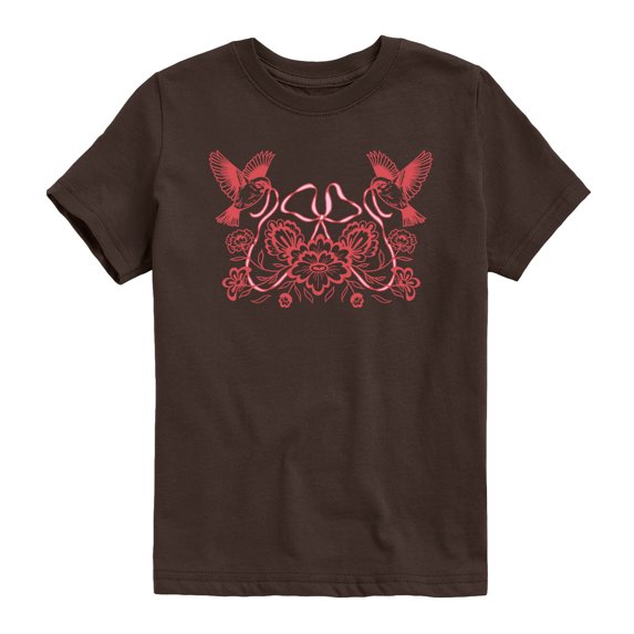 Instant Message - Bird Bow Flower - Youth Boys Short Sleeve Graphic T-Shirt